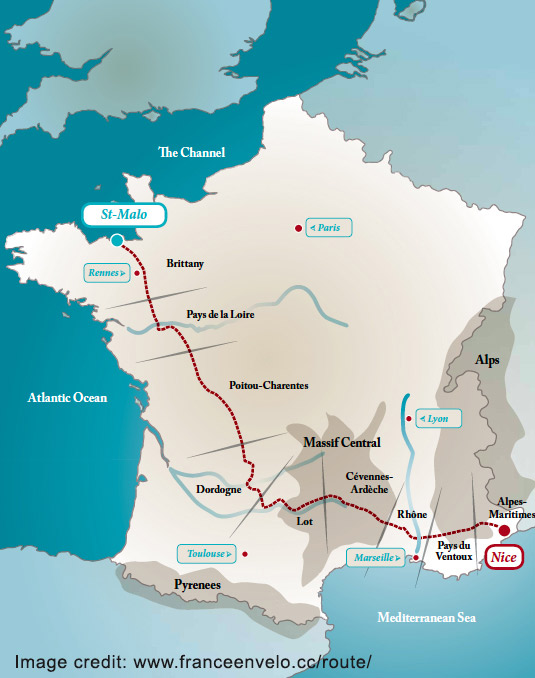 France en Velo Route Map